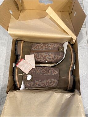 Twisted X Brown & Tan Men's Western Work Boots with Embroidered Shaft